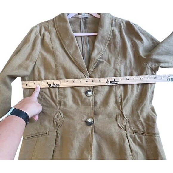 J Jill 100% Linen Blazer Jacket Women's M Brown Button Up Pockets Long Sleeve - Picture 9 of 12